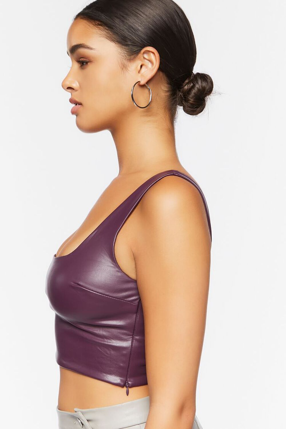 PLUM Faux Leather Cropped Tank Top, image 2