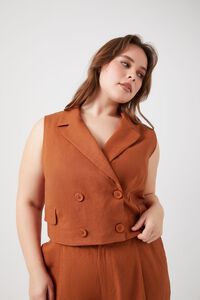 CLAY Plus Size Linen-Blend Notched Vest, image 1
