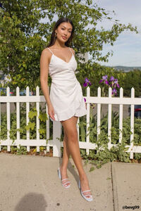 WHITE Mock Wrap Cami Dress, image 1