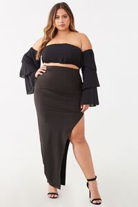 Plus Size Ruched Maxi Skirt, image 4