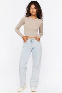 TAUPE Fitted Rib-Knit Sweater, image 4