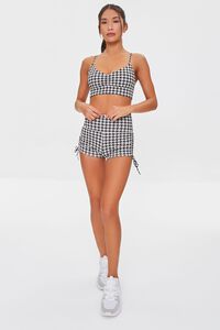 BLACK/CREAM Active Houndstooth Ruched Shorts, image 5