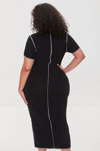 BLACK/WHITE Plus Size Bodycon Midi Dress, image 3
