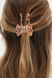 BROWN/MULTI Checkered Hair Claw Clip, image 2