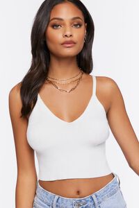 WHITE Sweater-Knit Cropped Cami, image 1
