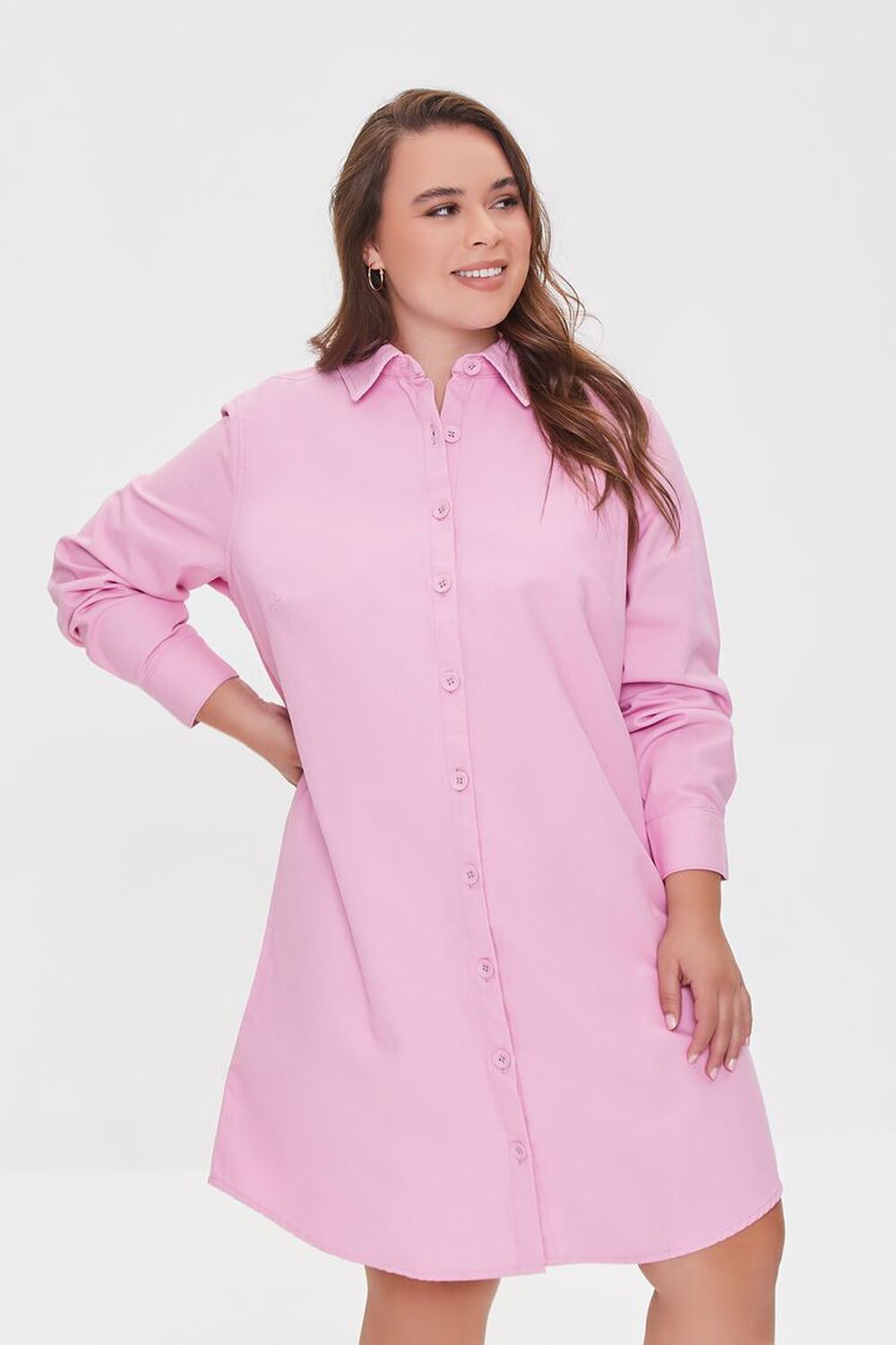 PINK Plus Size Twill Shirt Dress, image 1