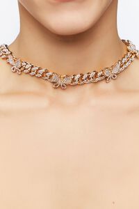 GOLD/CLEAR Butterfly Chunky Chain Necklace, image 1