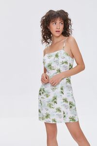 GREEN/MULTI Palm Tree Print Mini Dress, image 2