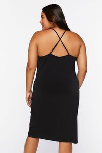 BLACK Plus Size Cowl Crisscross Midi Dress, image 3