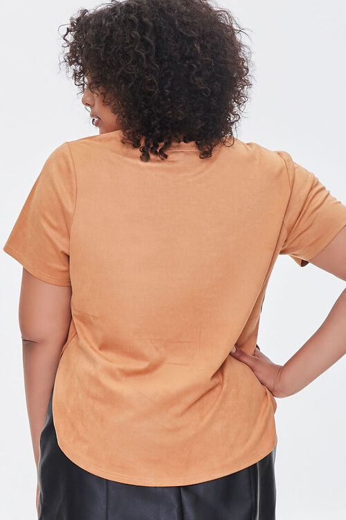 CAMEL Plus Size Faux Suede Curved Tee, image 3