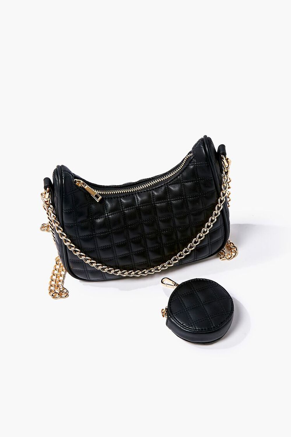 BLACK Quilted Chain-Strap Bag, image 1