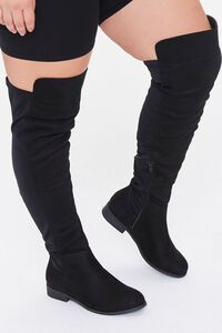 BLACK Thigh-High Faux Suede Boots (Wide), image 1