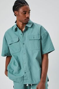 GREEN Vented Button-Front Shirt, image 5