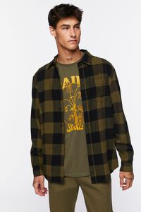 OLIVE/BLACK Plaid Flannel Shirt, image 7