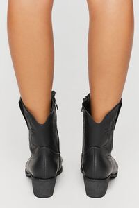 BLACK Faux Leather Cowboy Ankle Boots, image 3