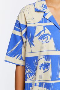 COBALT/MULTI Oversized Anime Print Shirt, image 6