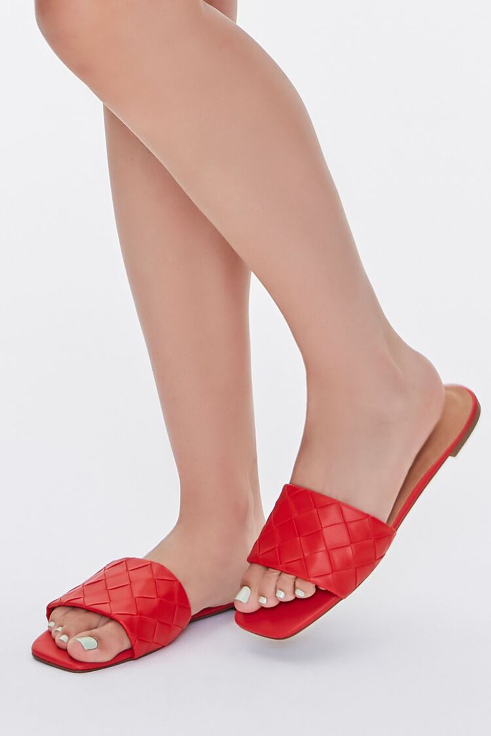 RED Basketwoven Square-Toe Sandals, image 1