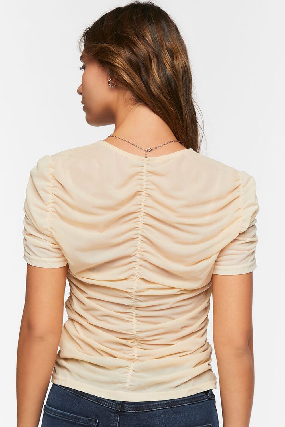 BEIGE Ruched Keyhole Top, image 3