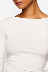 WHITE Ruched Long-Sleeve Tee, image 5