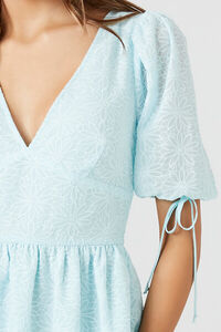 LIGHT BLUE Floral Puff-Sleeve Dress, image 5