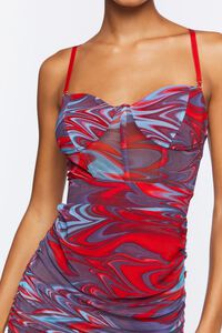 RED/MULTI Marble Print Bustier Mini Dress, image 5
