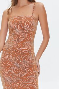 BROWN/WHITE Abstract Print Bodycon Midi Dress, image 5