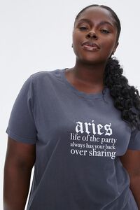 CHARCOAL/WHITE Plus Size Aries Graphic Tee, image 1