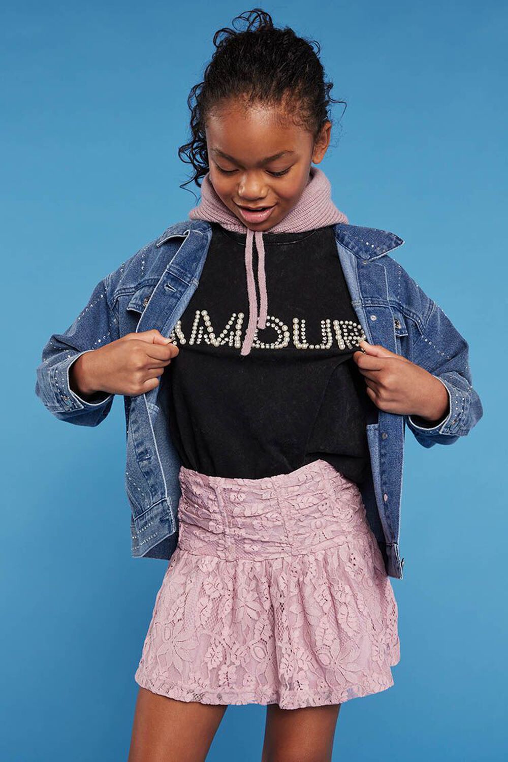 BLACK/MULTI Girls Embellished Amour Graphic Tee (Kids), image 1