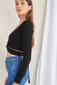BLACK Plunging Sweater-Knit Top, image 2
