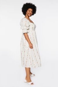 CREAM/MULTI Plus Size Floral Print Midi Dress, image 2