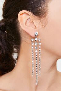 SILVER/CLEAR Rhinestone Drop Earrings, image 1