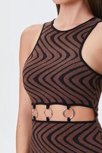 BROWN/BLACK Geo Print O-Ring Cutout Dress, image 5