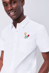 WHITE/MULTI Fitted Embroidered Balloon Graphic Pocket Shirt, image 1