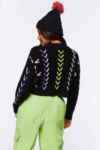 BLACK/MULTI Lace-Up Cropped Sweater, image 3