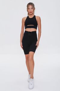 BLACK Active Seamless Lace-Up Shorts, image 5