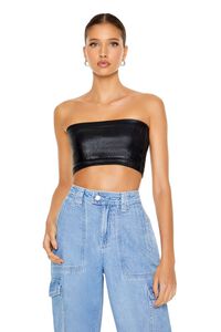 BLACK Seamless Cropped Tube Top, image 1
