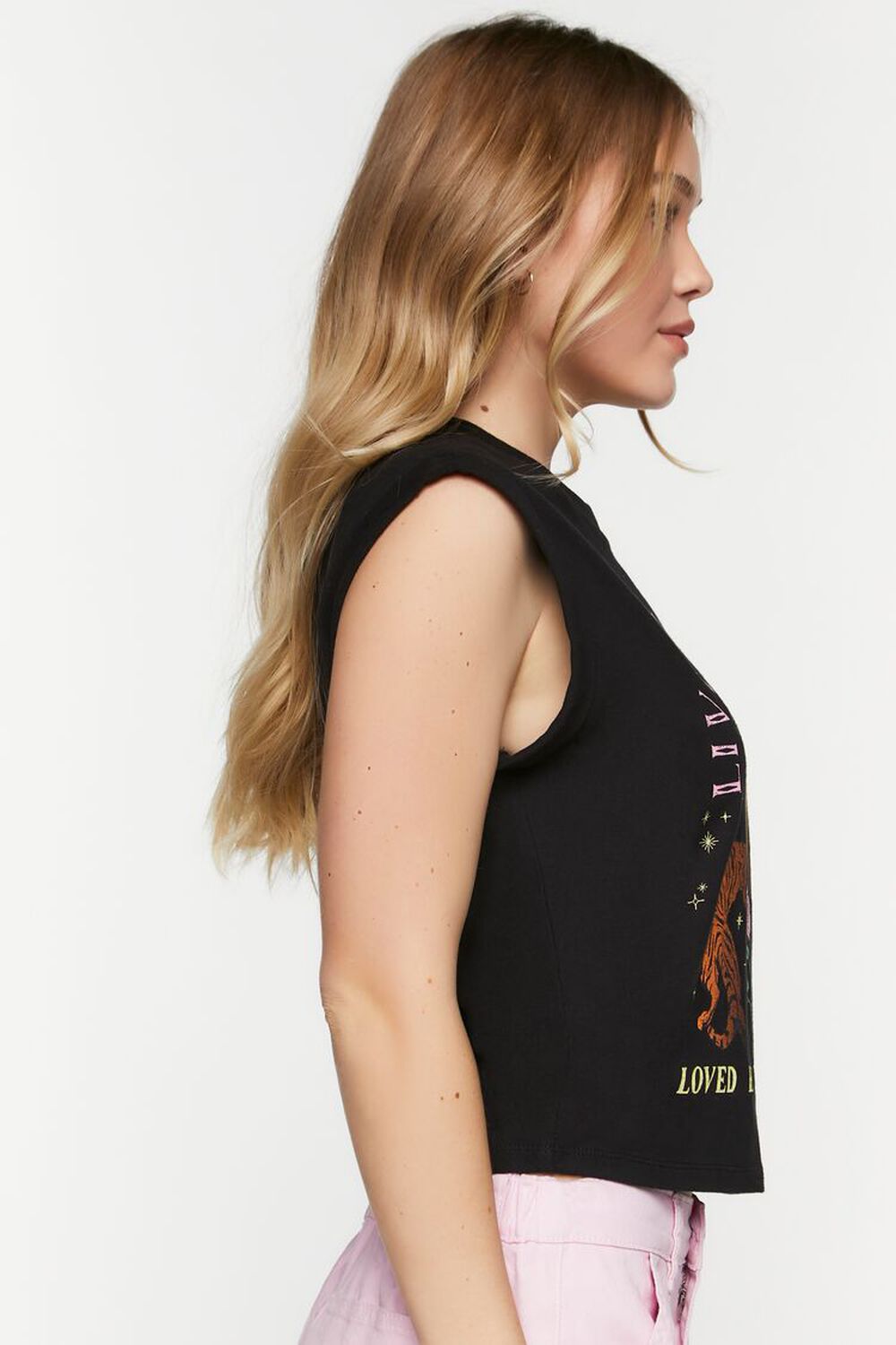 BLACK/MULTI Live By The Sun Graphic Muscle Tee, image 2