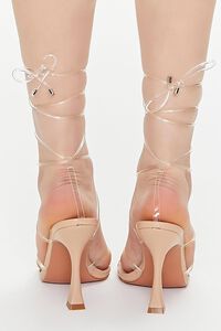NUDE/CLEAR Strappy Open-Toe Lace-Up Heels, image 3