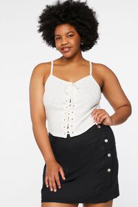 BLACK Plus Size Linen-Blend Mini Skirt, image 1