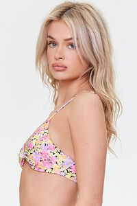 FLORAL/MULTI Floral Print Knotted Bikini Top, image 3
