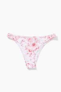 PINK/WHITE Floral Print Cheeky Bikini Bottoms, image 6