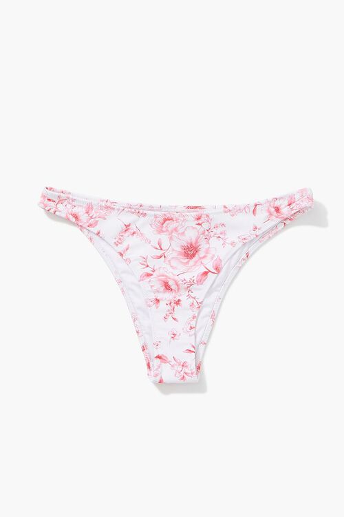 PINK/WHITE Floral Print Cheeky Bikini Bottoms, image 6