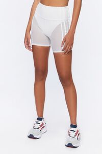 WHITE Active Mesh Biker Shorts, image 2