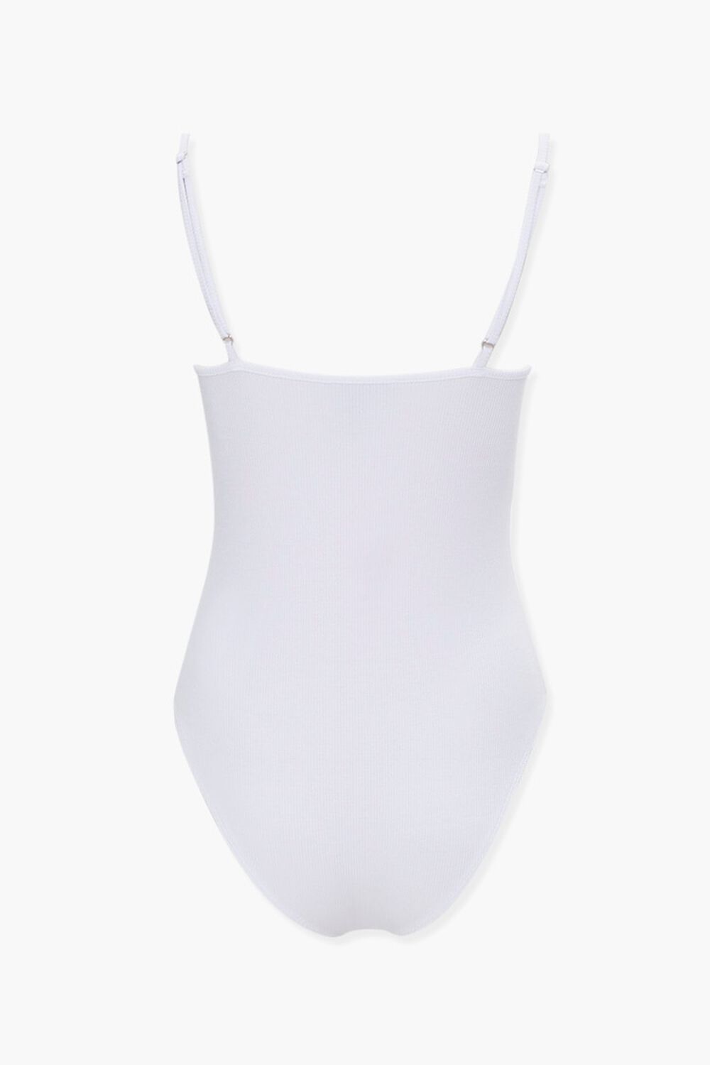 WHITE Ribbed Knit Cami Bodysuit, image 3