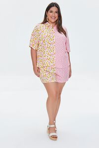 YELLOW/PINK Plus Size Reworked Checkered Shorts, image 5