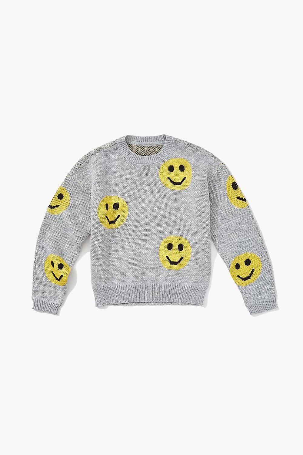 GREY/MULTI Girls Happy Face Sweater (Kids), image 1