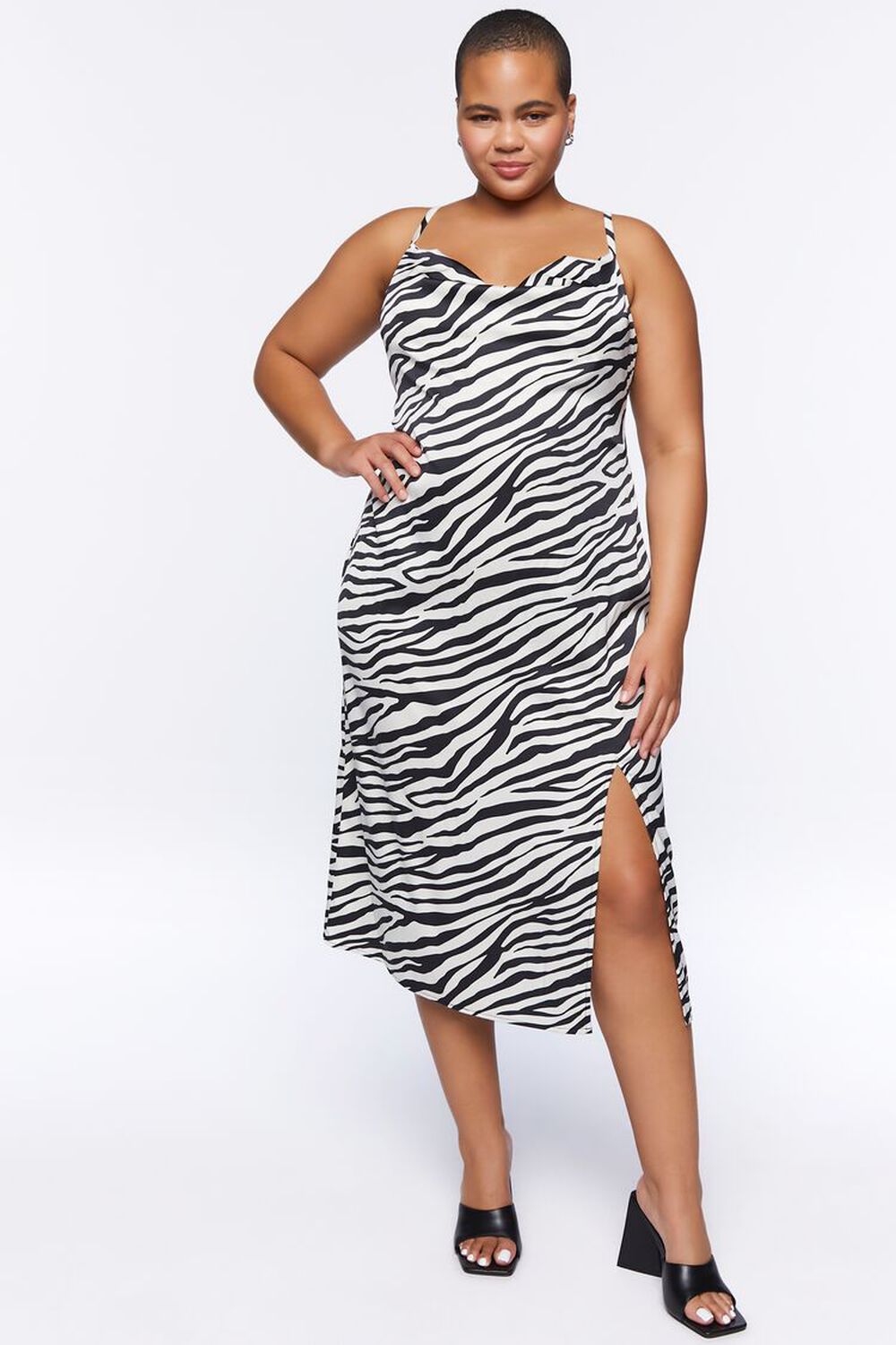 Plus Size Zebra Print Midi Dress, image 1