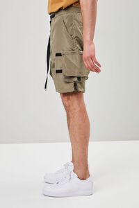 OLIVE Belted Release-Buckle Utility Shorts, image 3