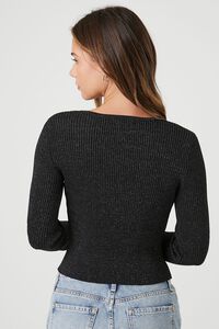 BLACK/SILVER Glitter Sweater-Knit Crop Top, image 3