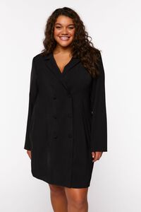 BLACK Plus Size Double-Breasted Blazer Mini Dress, image 4